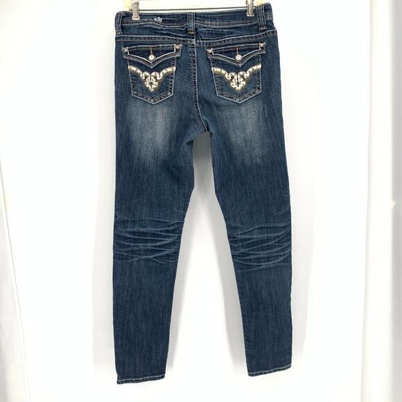 Zanadi Embellished Thick Stitch Skinny Jeans 11 - Picture 1 of 9